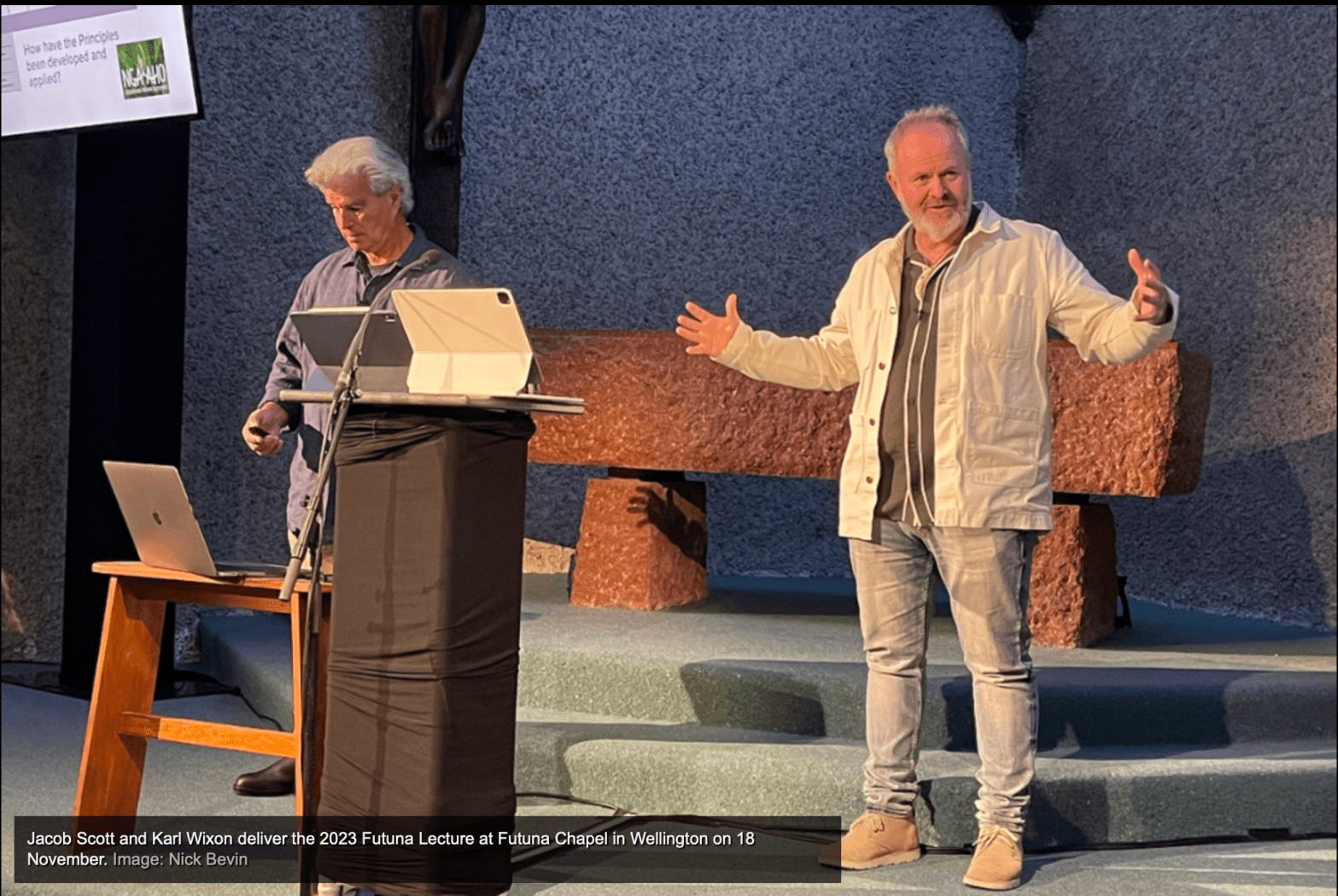 Holding a talk in a work of art